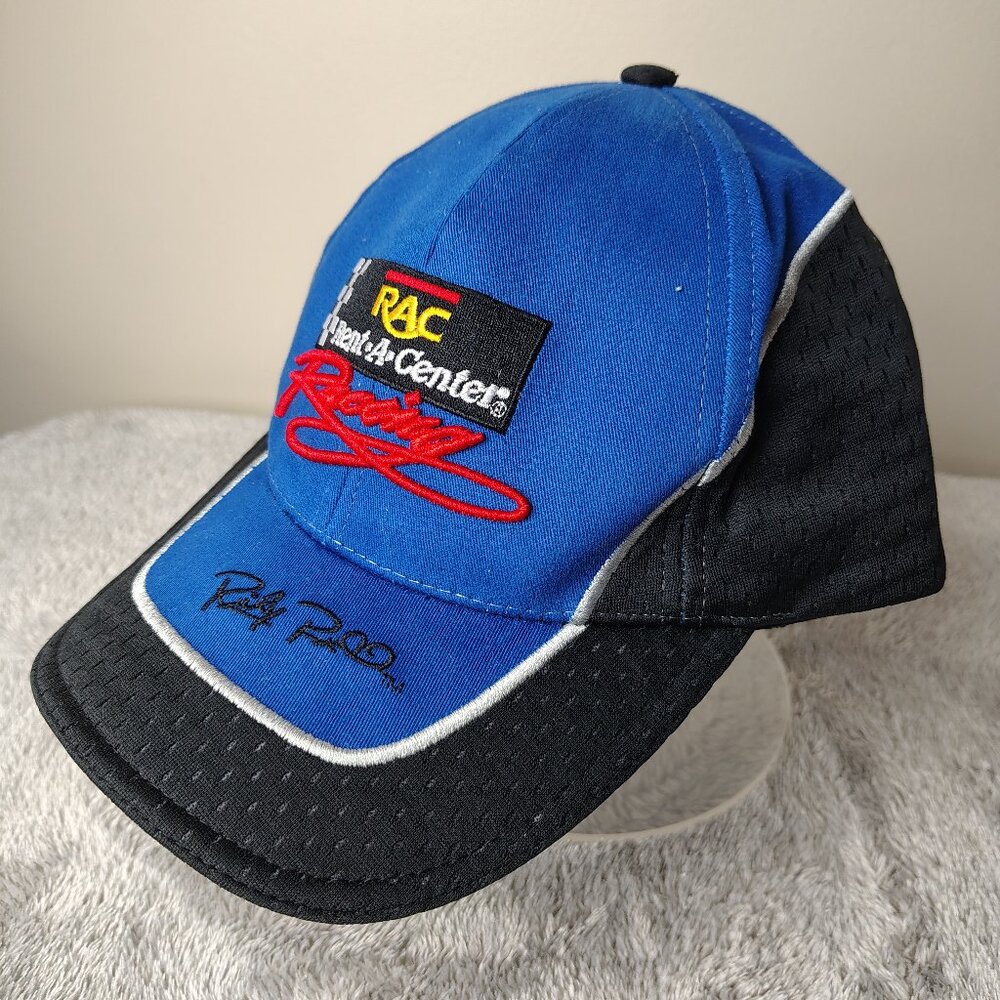 Vintage RICKY RUDD Racing Hat Strapback Adjustable Blue Rent A Center NASCAR Y2K